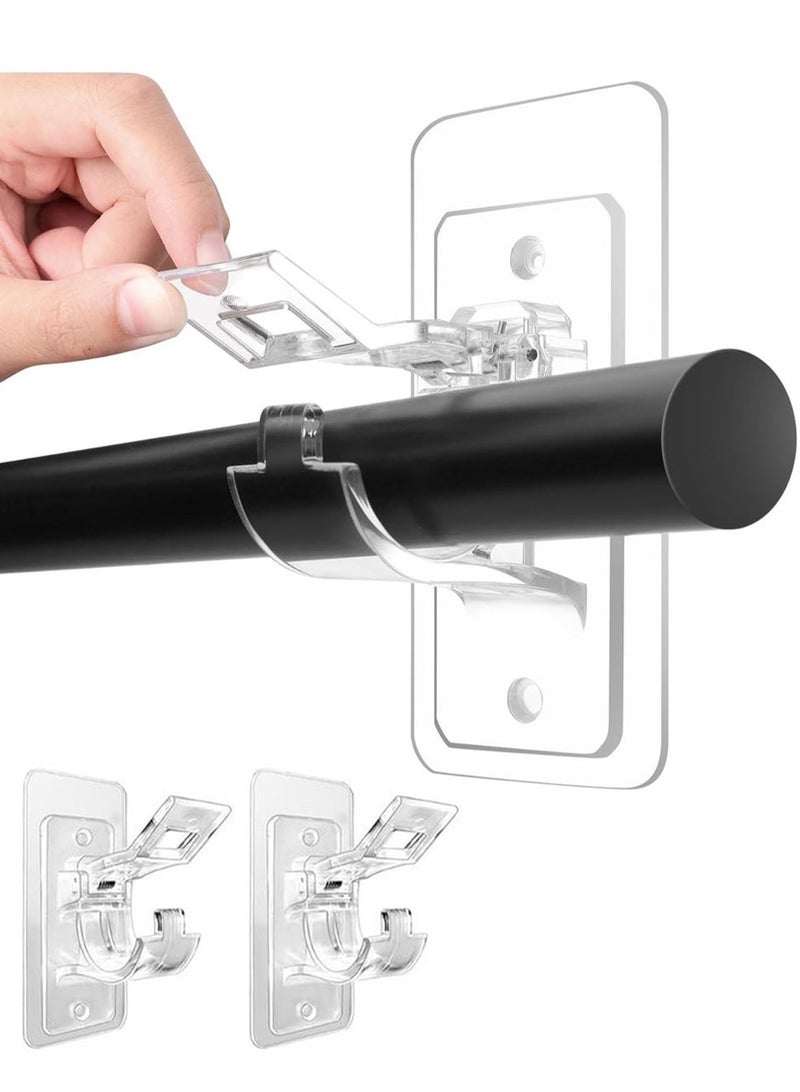 Forest Home 2-Pack No Drill Needed Curtain Rod Holders Brackets, Self Adhesive Rod Holder Hooks, Multipurpose Nail Free Stick on Curtain Rod Hooks - Image 1